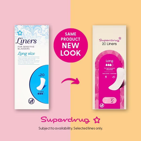 Superdrug Long Disposable Panty Liners 20 Pack (British brand)