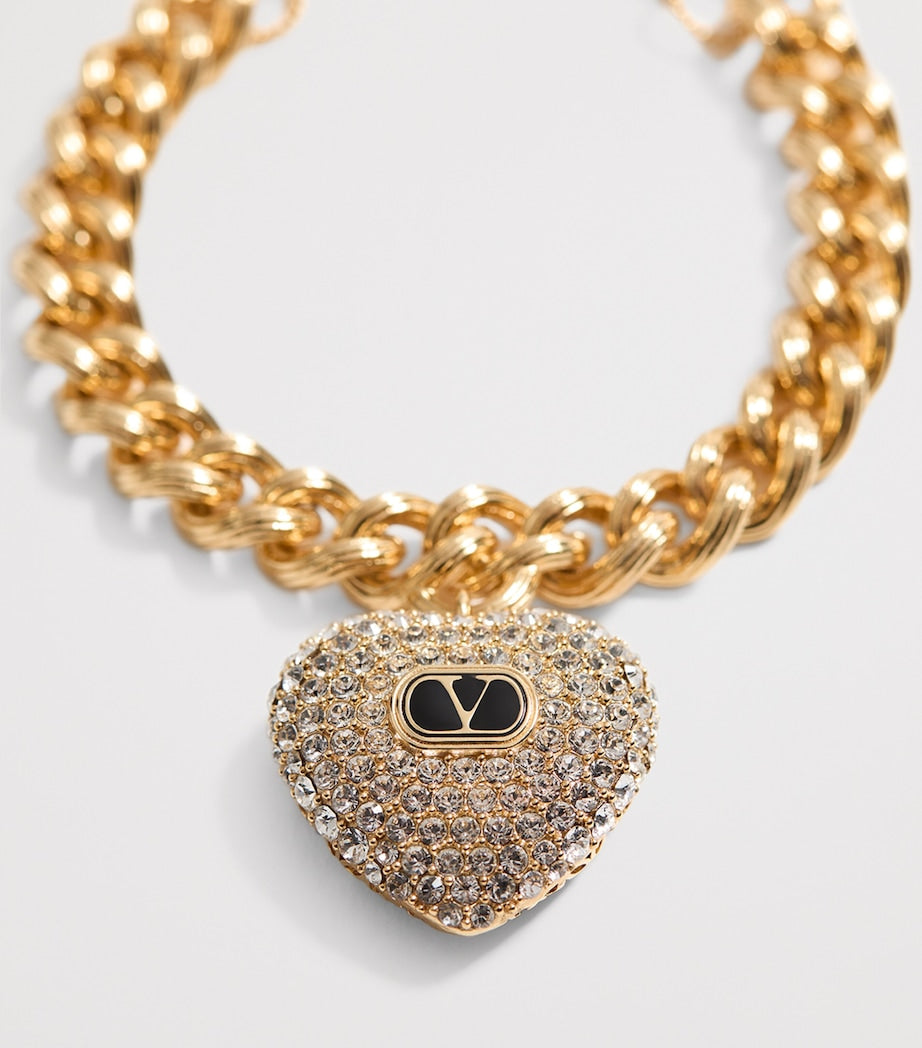 Valentino Garavani Coeur Royal crystal heart charm bracelet, imported from the UK