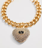 Valentino Garavani Coeur Royal crystal heart charm bracelet, imported from the UK