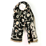 POM jacquard soft touch scarf monochrome poppy print, imported from the UK