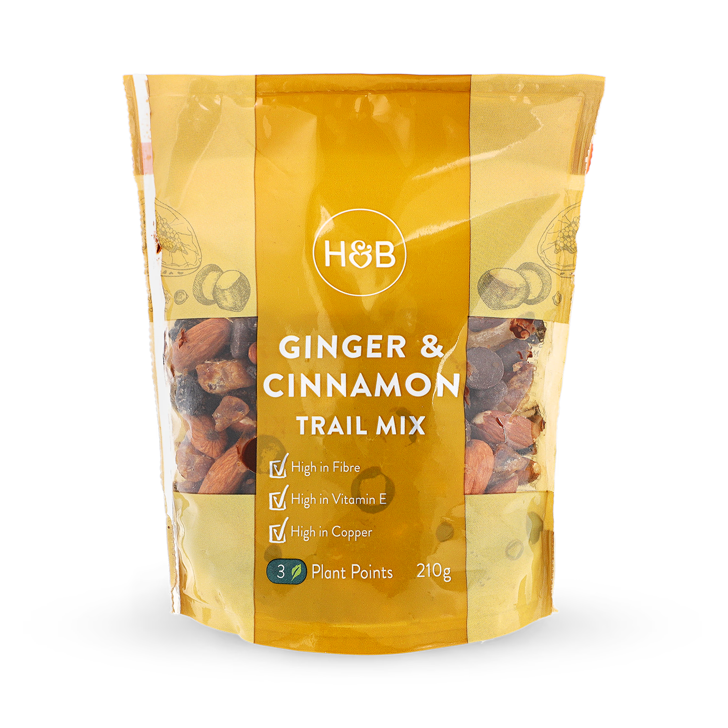 Holland & Barrett trail mix ginger cinnamon 210g, UK version