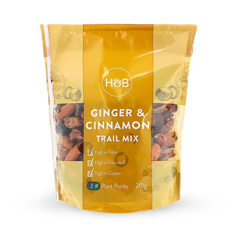 Holland & Barrett trail mix ginger cinnamon 210g, UK version