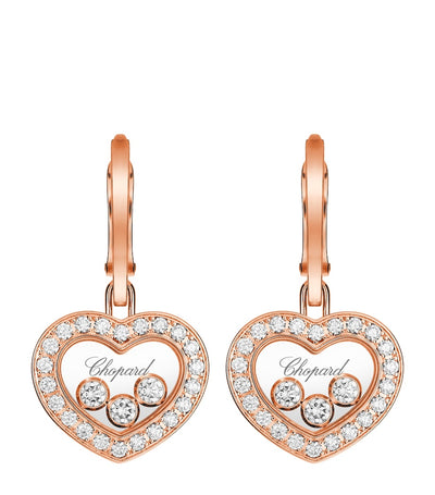 Harrods Chopard Rose Gold and Diamond Happy Diamonds Earrings- Buy online at McGrocer
