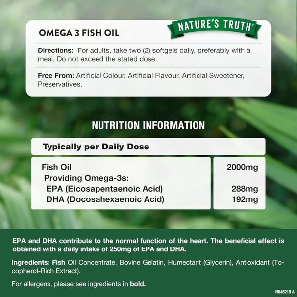 Nature's Truth Omega 3 Fish Oil 2000mg softgels (British brand)