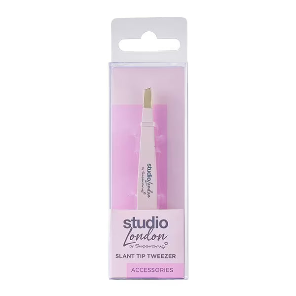 Studio London Slant Tip Tweezers stainless steel (British brand)