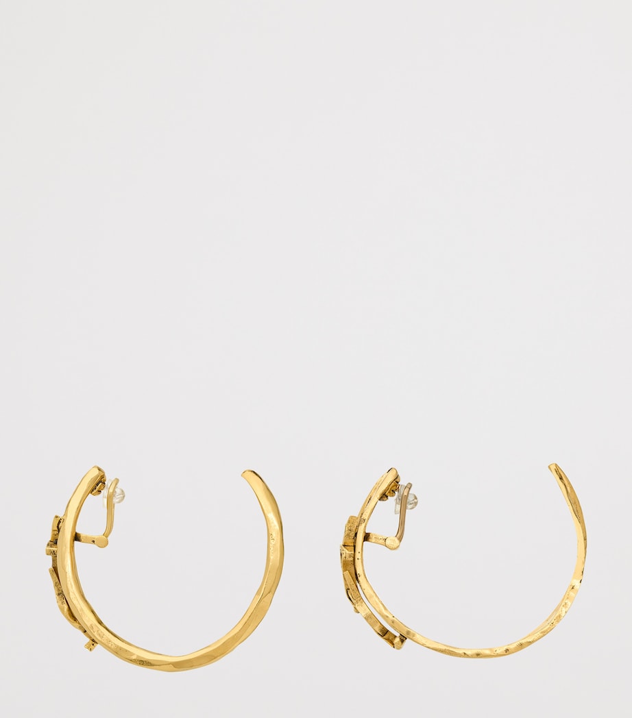 Saint Laurent Cassandre textured hoop earrings H3cm x W1.5cm - British product