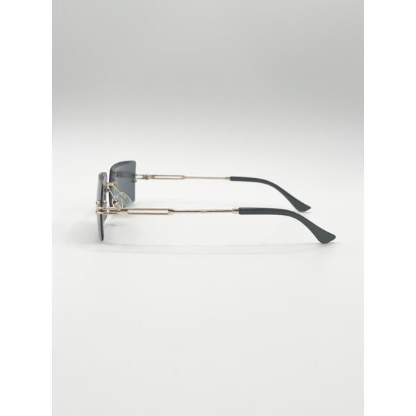 SVNX rahmenlose quadratische Sonnenbrille in Schwarz, importiert aus dem Vereinigten Königreich