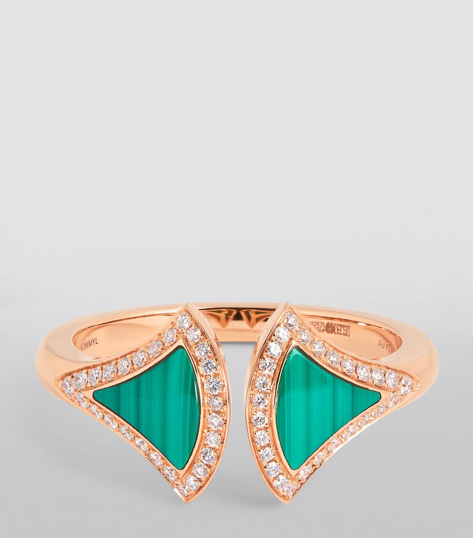 Bvlgari rose gold diamond malachite Divas' Dream ring, imported from the UK