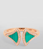 Bvlgari rose gold diamond malachite Divas' Dream ring, imported from the UK