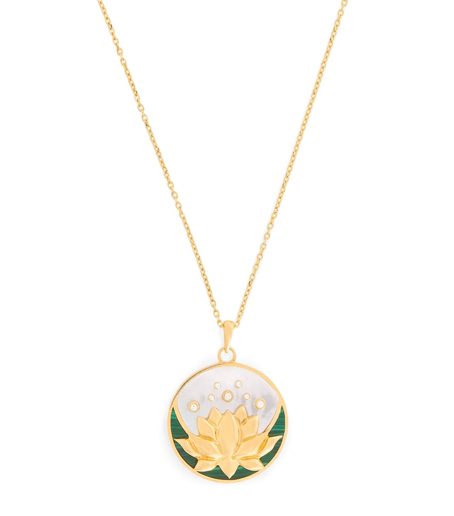 L'Atelier Nawbar Lotus Moon necklace with diamonds and malachite, UK version