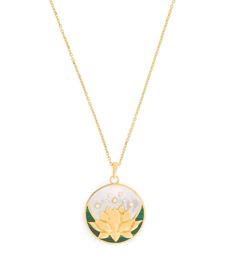L'Atelier Nawbar Lotus Moon necklace with diamonds and malachite, UK version