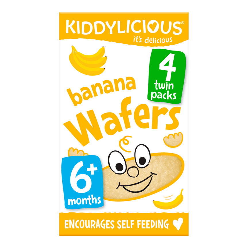 Kiddylicious Wafers Banana Baby Snack 6months+ Multipack, 4x