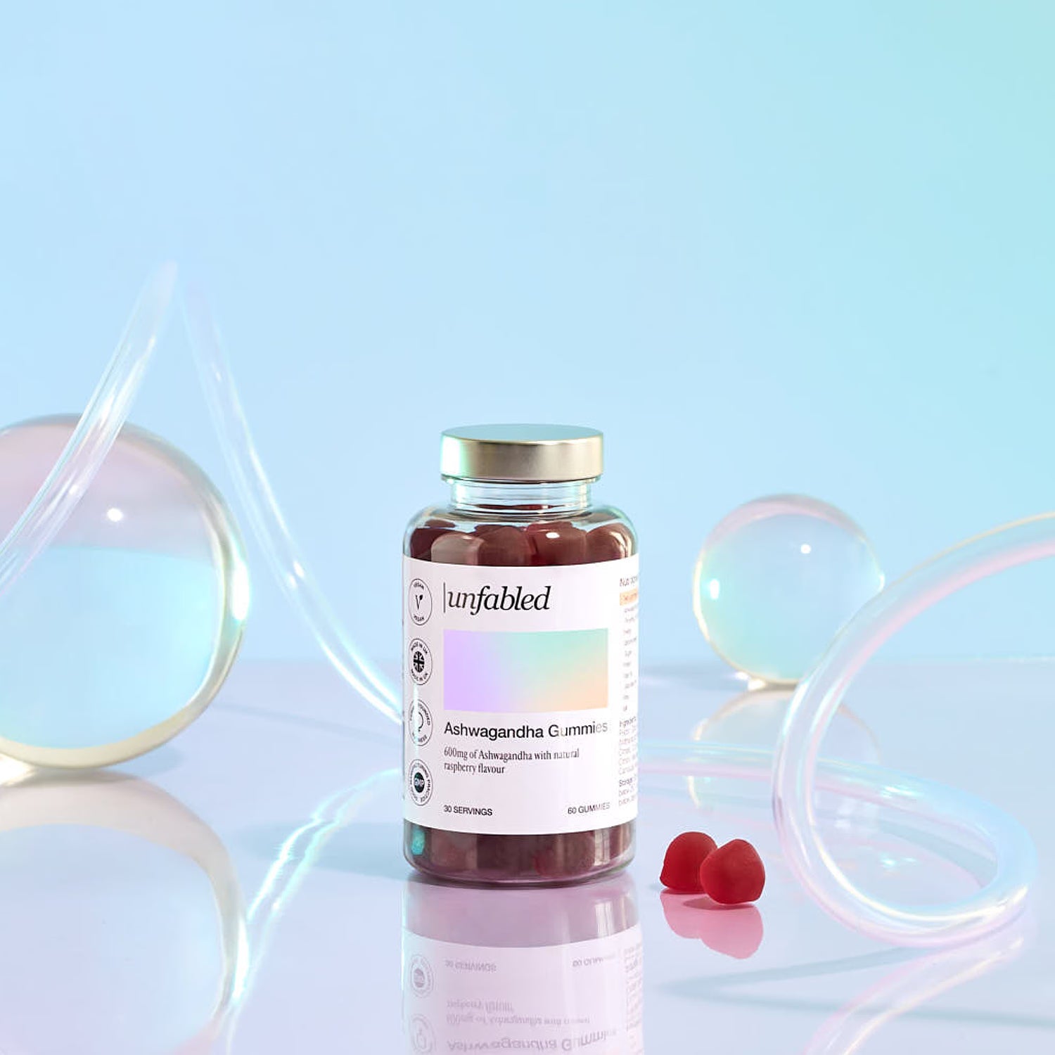 Unfabled Ashwagandha Gummies raspberry-flavoured 60s (British brand)