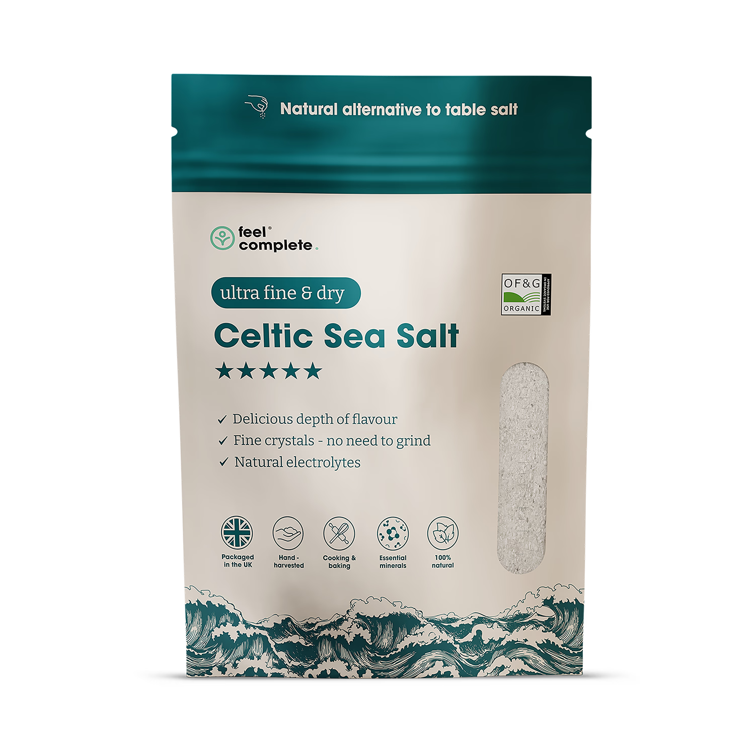 Feel Complete Celtic sea salt ultra fine dry 800g (British brand)