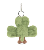 Jellycat shamrock bag charm with ultra-plush material and corduroy boots, UK version