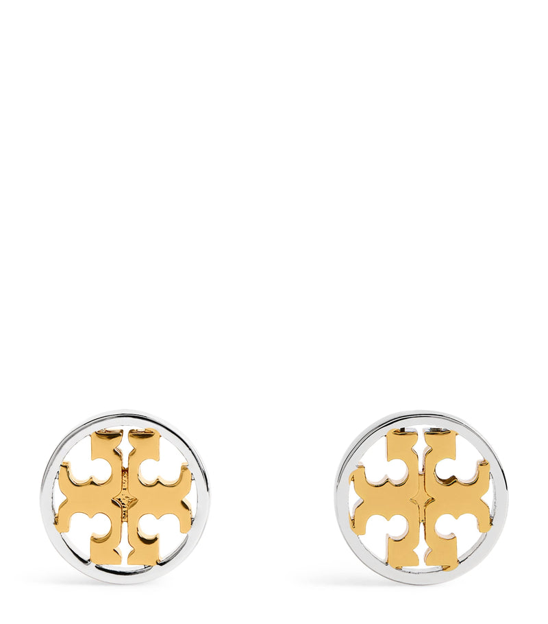 Tory Burch gold and silver-plated icon stud earrings 10mm, imported from the UK
