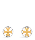 Tory Burch gold and silver-plated icon stud earrings 10mm, imported from the UK