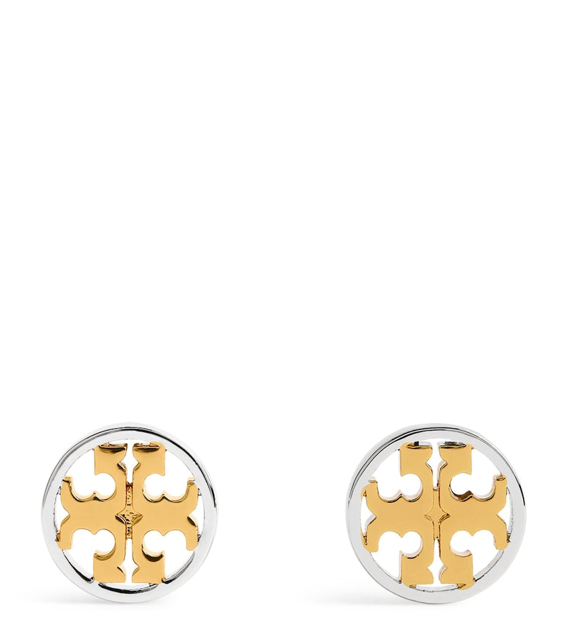 Tory Burch gold and silver-plated icon stud earrings 10mm, imported from the UK