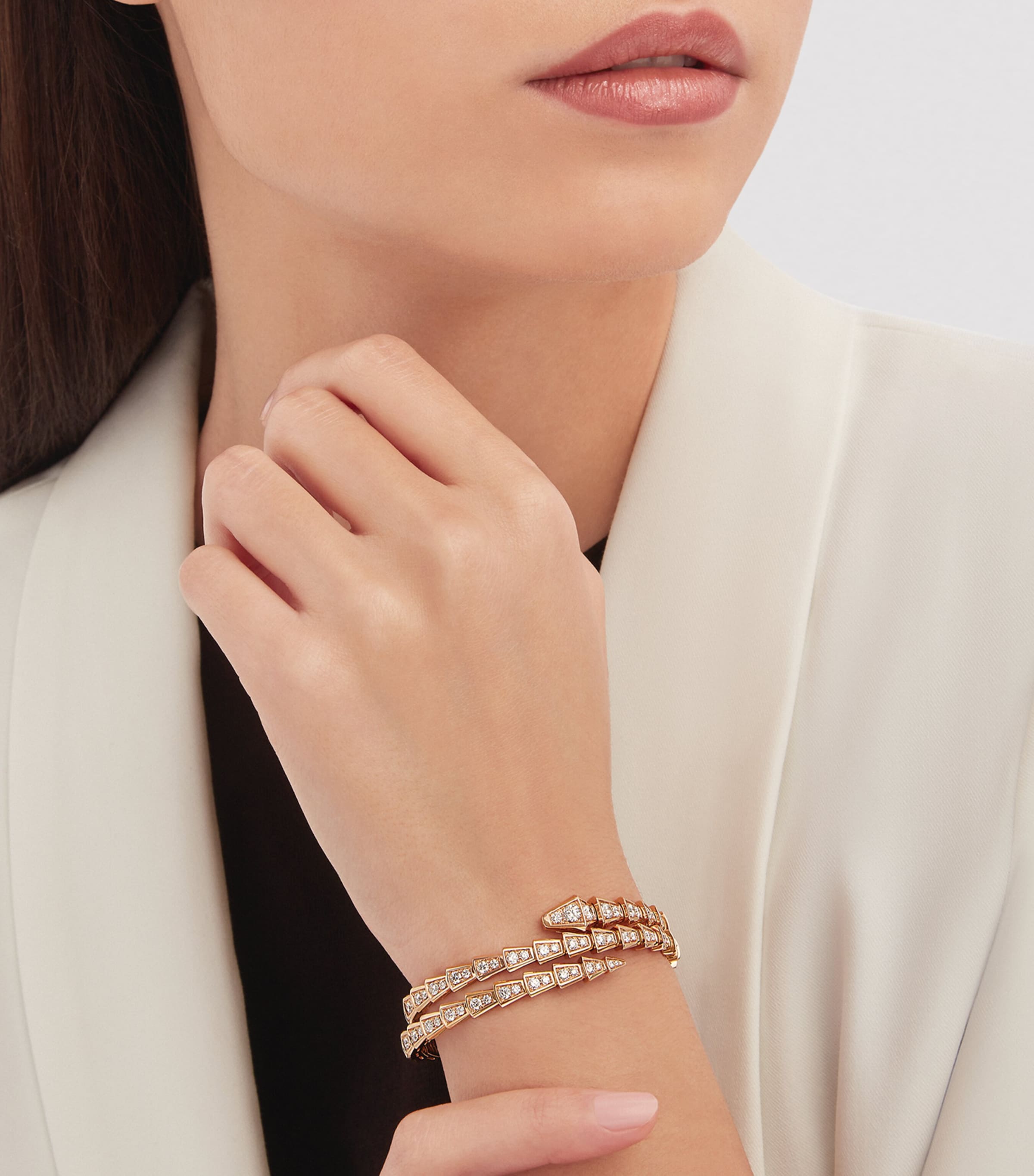 Bvlgari Serpenti Viper bracelet in rose gold with diamonds - British product