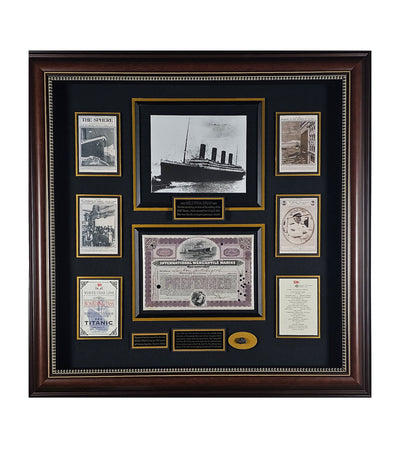 Harrods Titanic Survivor Autograph and Coal Relic Display Frame 92cm x 92cm- Buy online at McGrocer