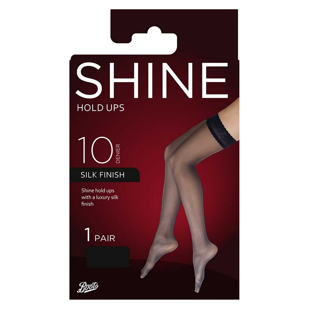 Boots 10 Denier Ultra Shine Hold Ups 1 pair pack Black M/L