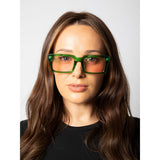 SVNX square frame sunglasses translucent green pink lenses, UK version