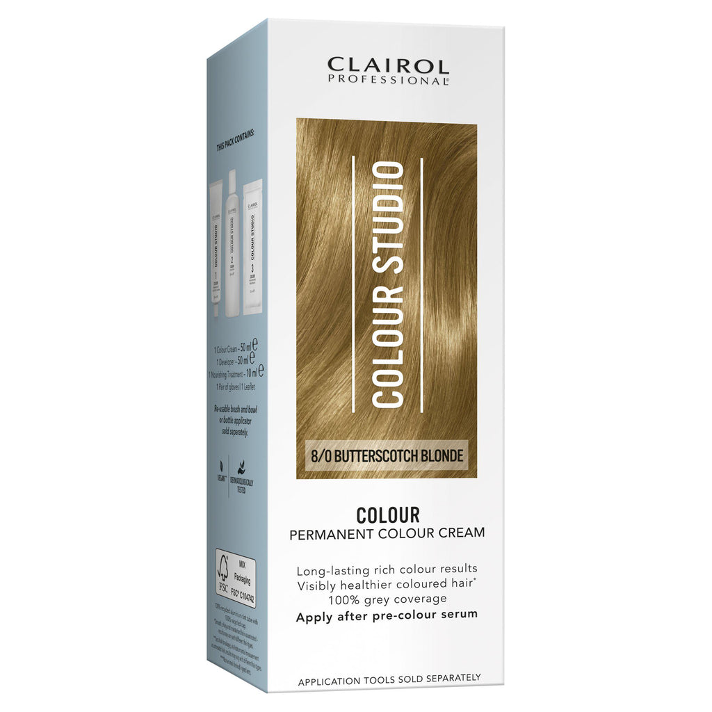 Clairol Professional Colour Studio 8/0 Butterscotch Blonde Colour Permanent Colour Cream