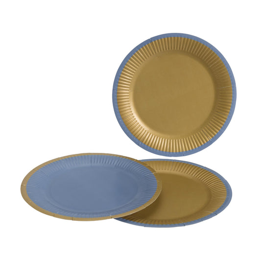 Habitat Palma Luxe Plates Mixed Blue/Gold 10pk GOODS Sainsburys   