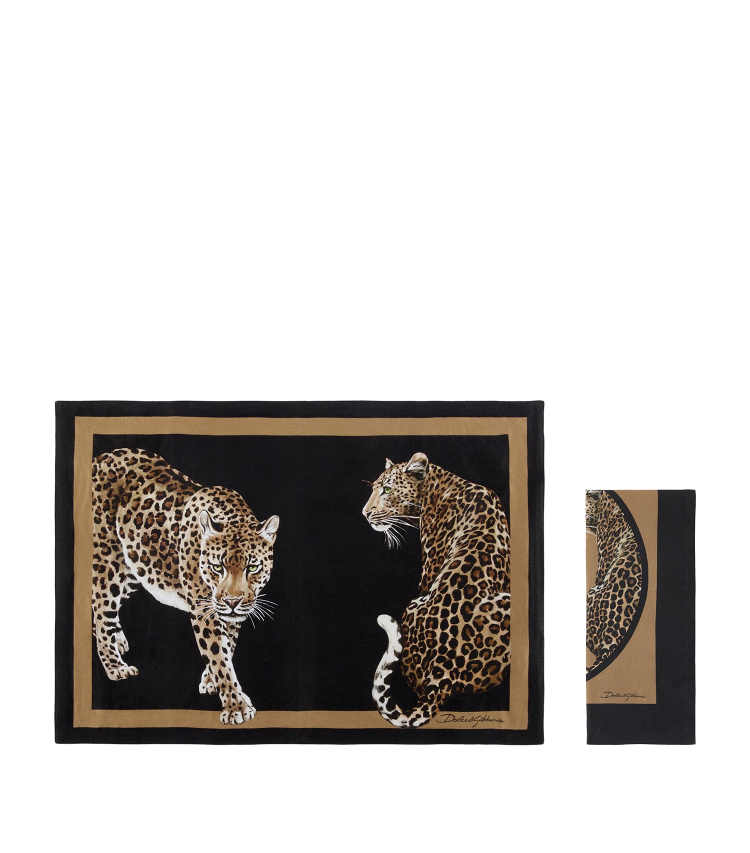 Dolce&Gabbana linen Leopardo print placemat and napkin set - British product