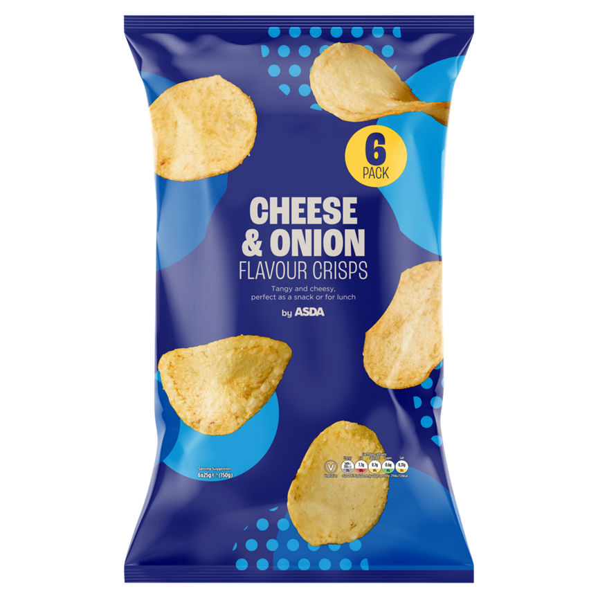 ASDA Cheese & Onion Flavour Crisps 6 x 25g (150g) GOODS ASDA   