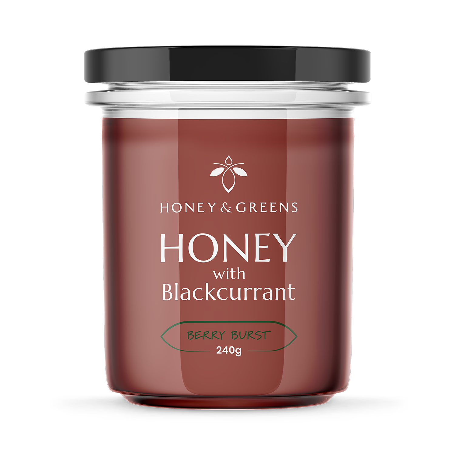 Honey & Greens honey with blackcurrants 240g, UK version