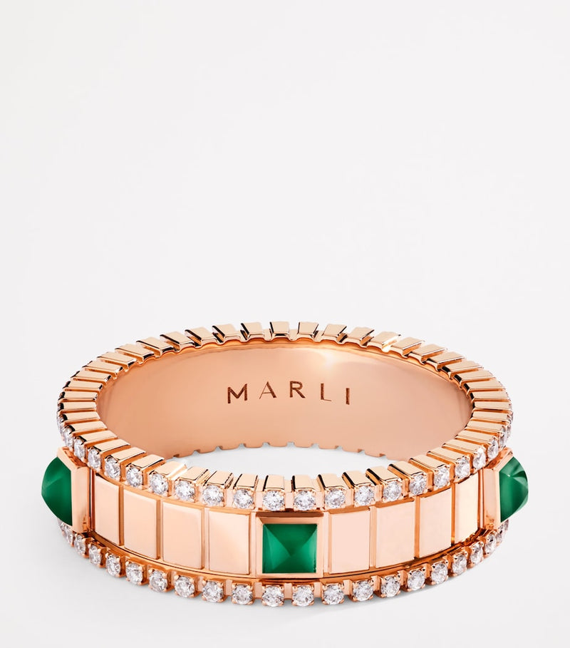 MARLI New York rose gold diamond agate ring (British brand)