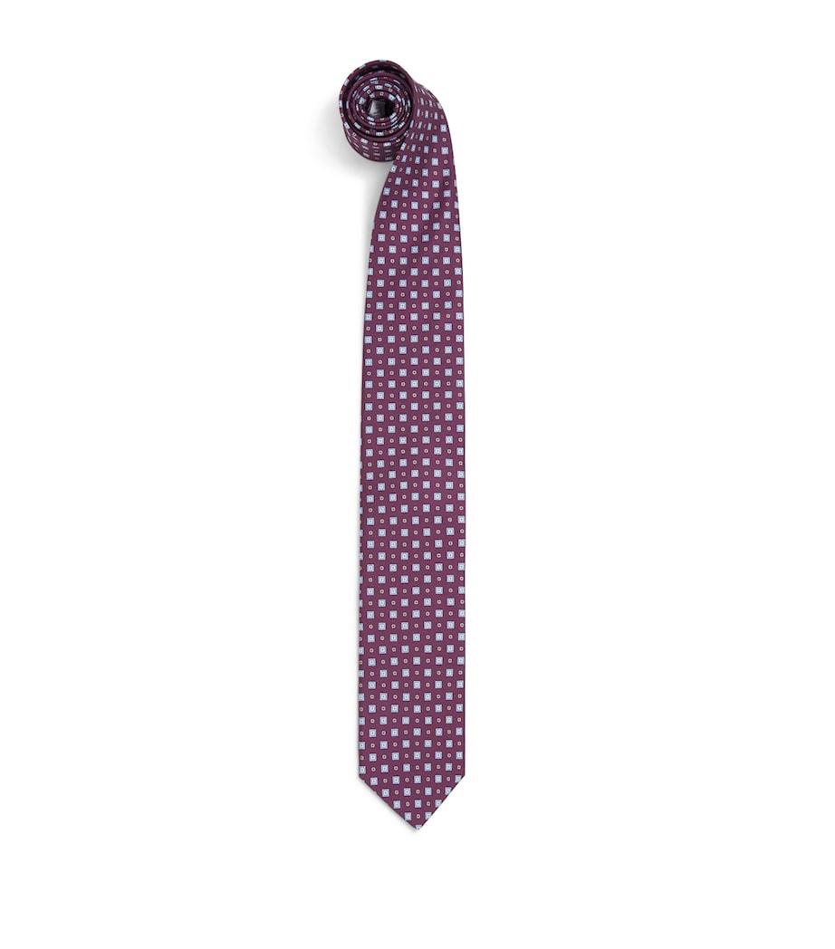 Eton silk jacquard tie with floral medallion design (British brand)