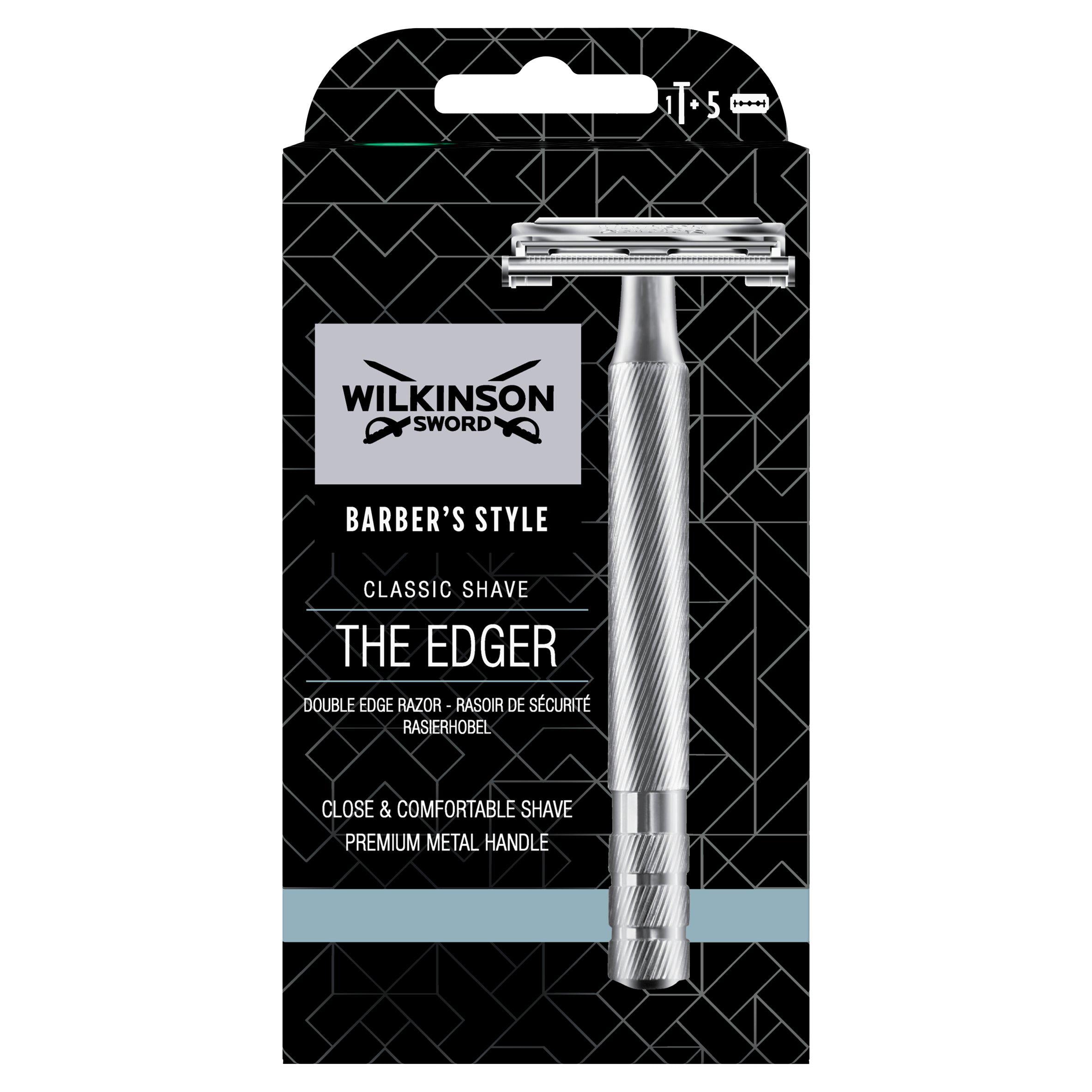 Wilkinson Sword Barber's Style the Edger Men's Double Edge Razor with Blades x5 GOODS Sainsburys   