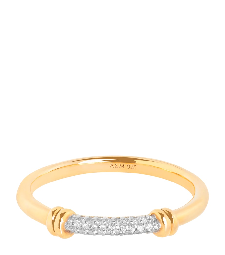 Astrid & Miyu gold-plated pavé knot ring, imported from the UK