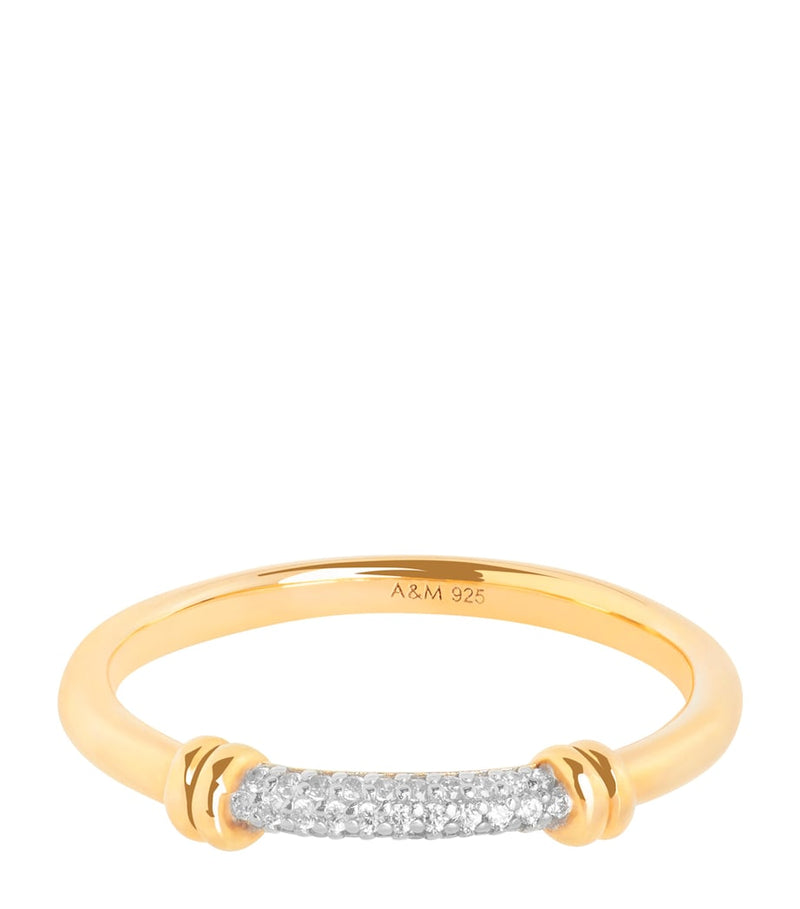 Astrid & Miyu gold-plated pavé knot ring, imported from the UK