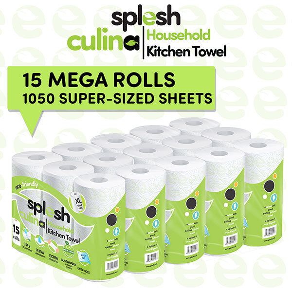 Splesh Culina Ultra Absorbent 3 Ply Kitchen Towel, 15 Rolls GOODS Superdrug   