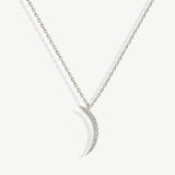 MUCHV sterling silver crescent moon necklace with cubic zirconia - British product