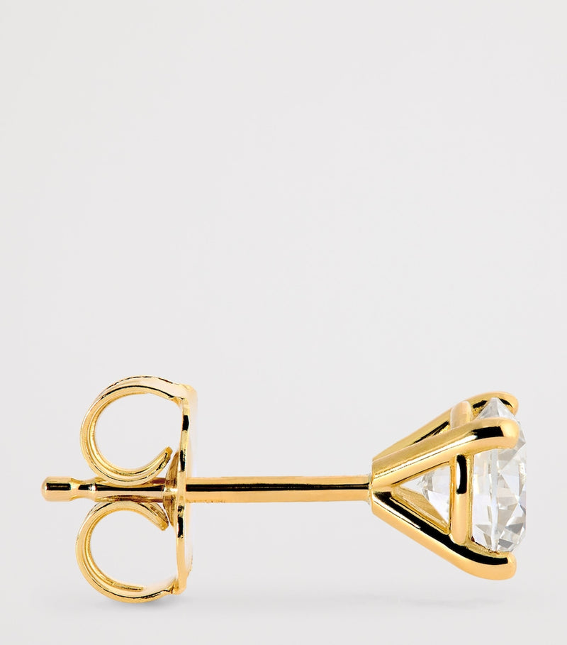 Harrods diamond stud earrings yellow gold 1.00ctw (British brand)