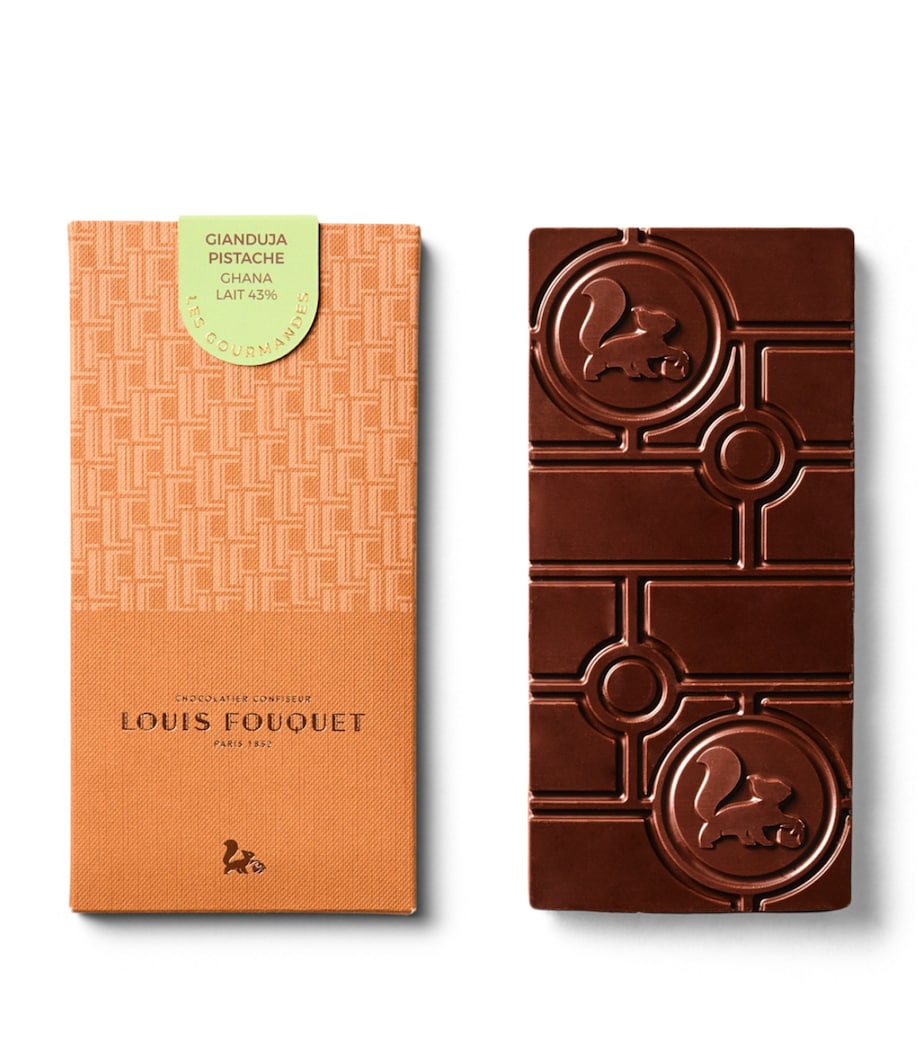 Louis Fouquet Pistachio Gianduja Bar milk chocolate 120g, imported from the UK