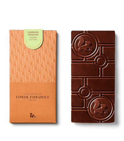 Harrods Louis Fouquet Pistachio Gianduja Bar Chocolate 120g- Buy online at McGrocer