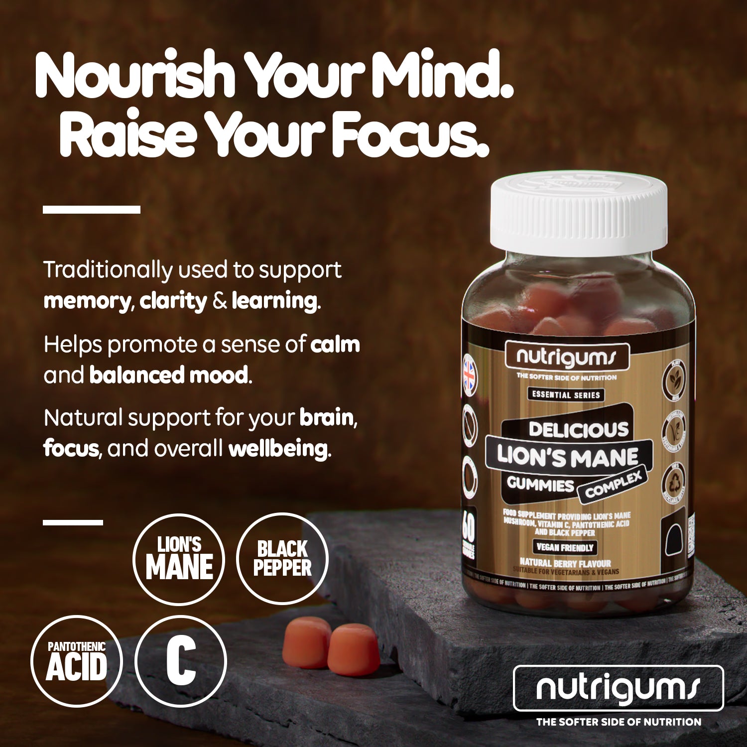 Nutrigums Lion's Mane Complex gummies 60 count, UK version