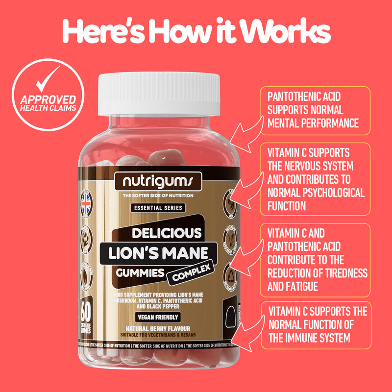 Nutrigums Lion's Mane Complex gummies 60 count, UK version