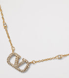 Valentino Garavani crystal and faux pearl VLogo necklace, imported from the UK