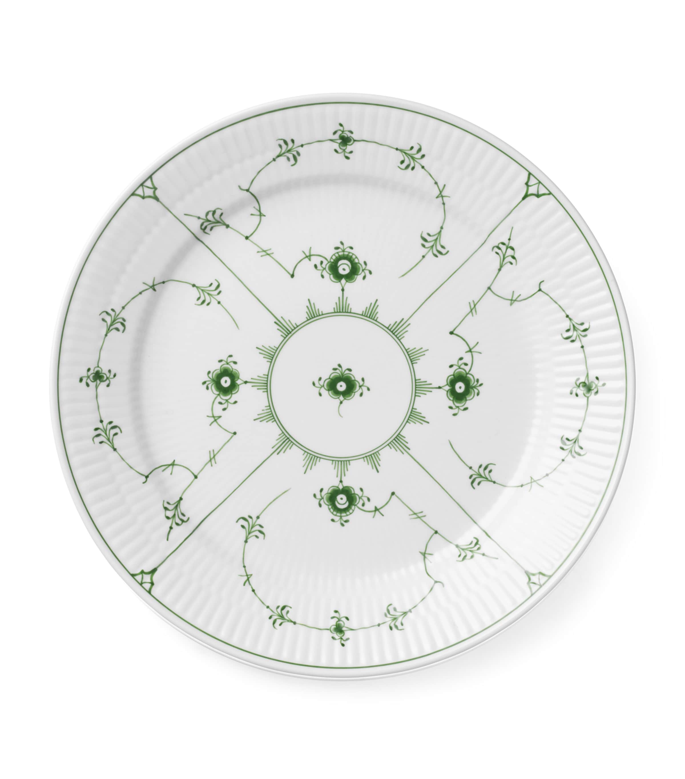 Royal Copenhagen porcelain plate Green Fluted Plain 25cm, imported from the UK