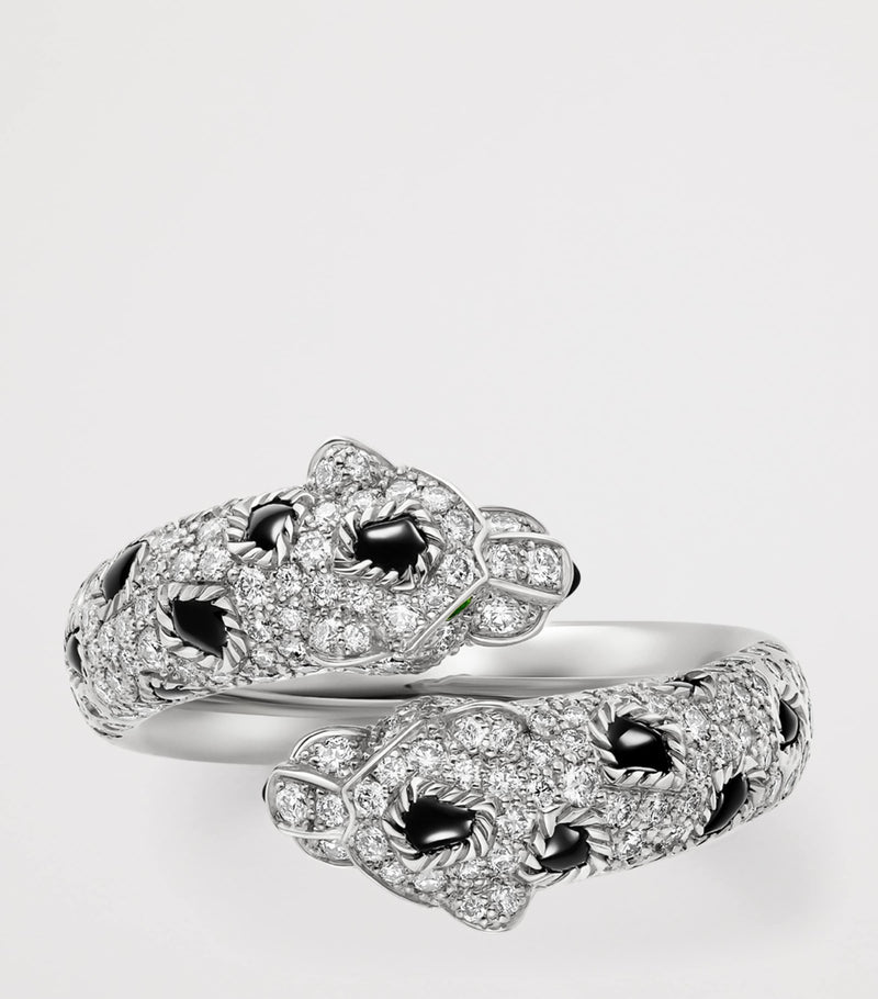Cartier Panthère white gold diamond emerald onyx ring - British product