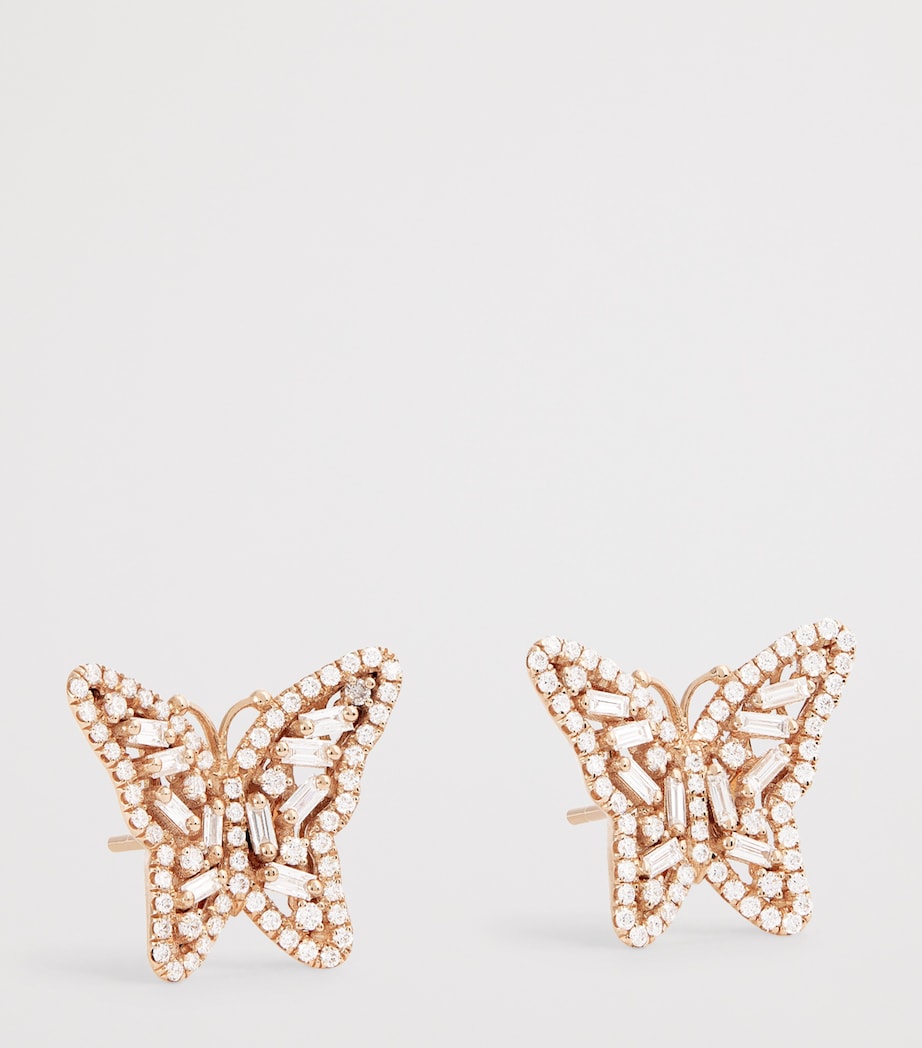 Suzanne Kalan rose gold diamond butterfly stud earrings - British product