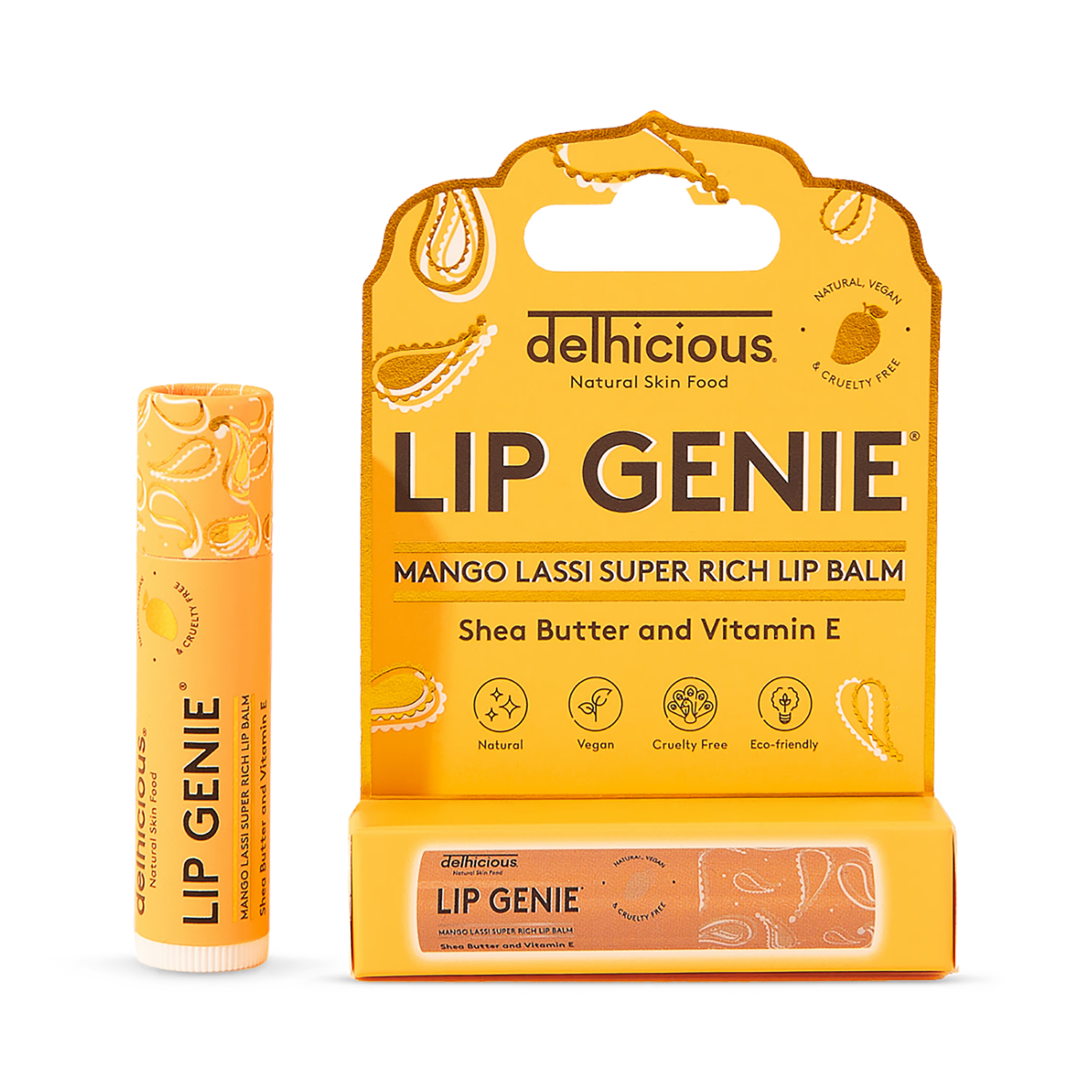 Delhicious Lip Genie lip balm Mango Lassi 4.25g, UK version