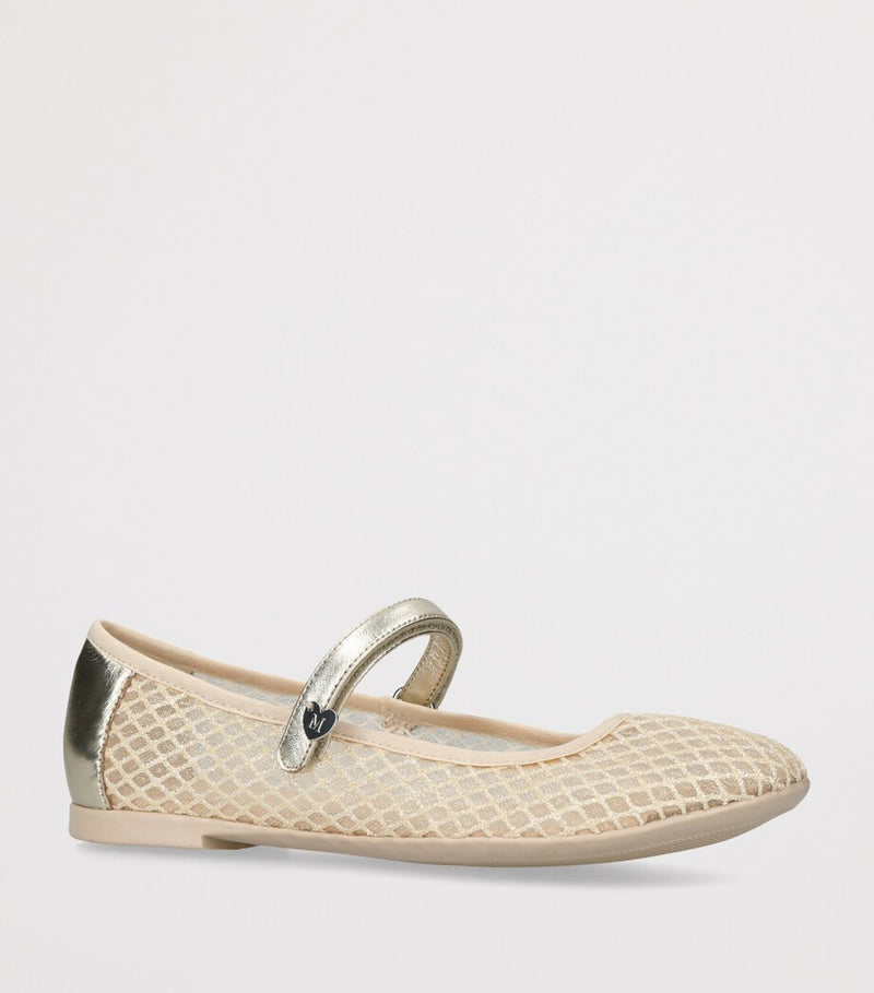 Monnalisa mesh glitter ballet flats for girls, imported from the UK