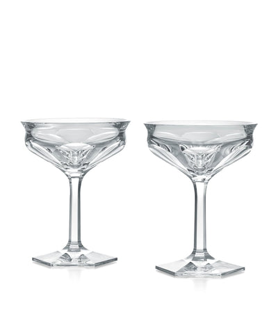 Sett med 2 fasetterte krystall champagneglass 260ml